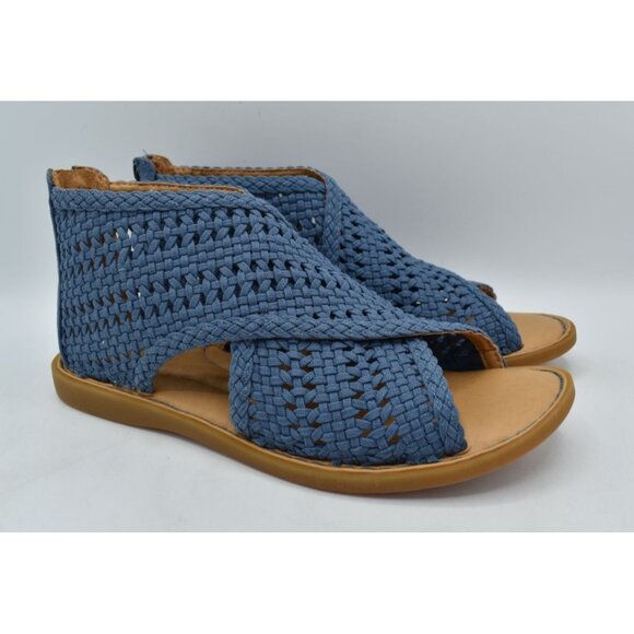 Born Womens Size 7 Iwa Mac Blue Zip Open Toe Sandals Shoes - Picture 3 of 13